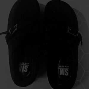 Steve Madden New York Black SIZE 9 Suede Clog/Mule Shearling with Buckle - NEW